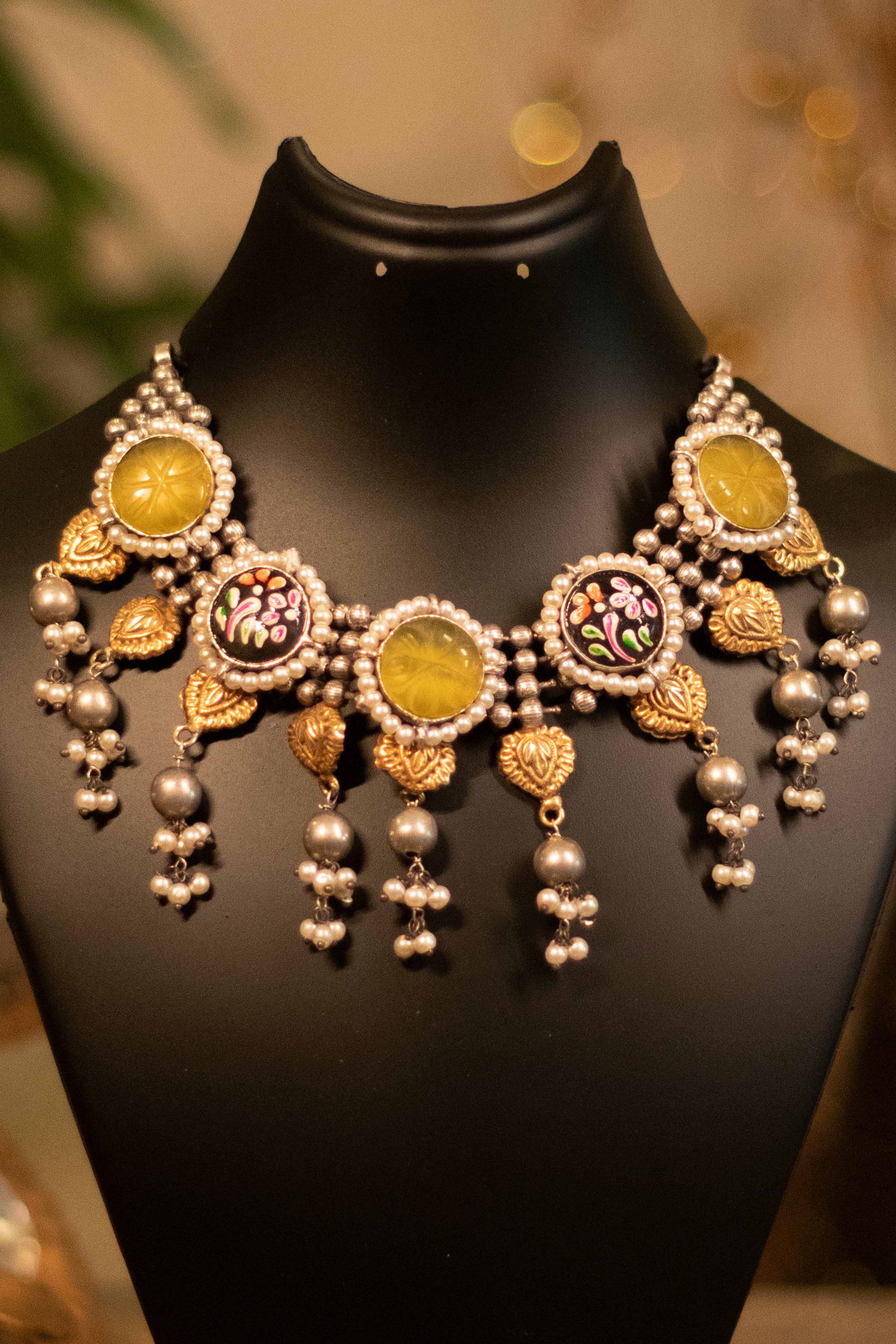 Sunflower Pearl Tribal Necklace Set