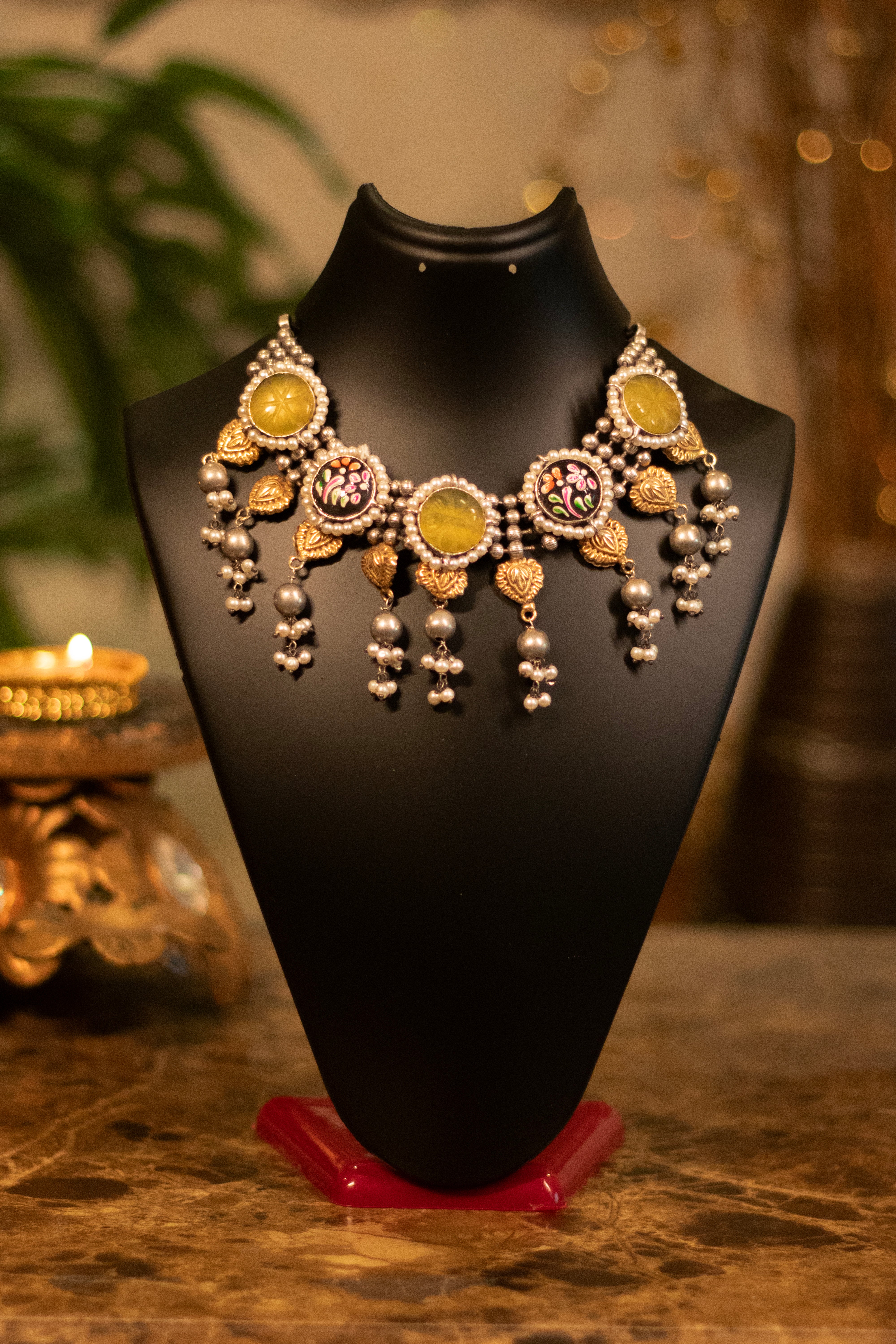 Sunflower Pearl Tribal Necklace Set