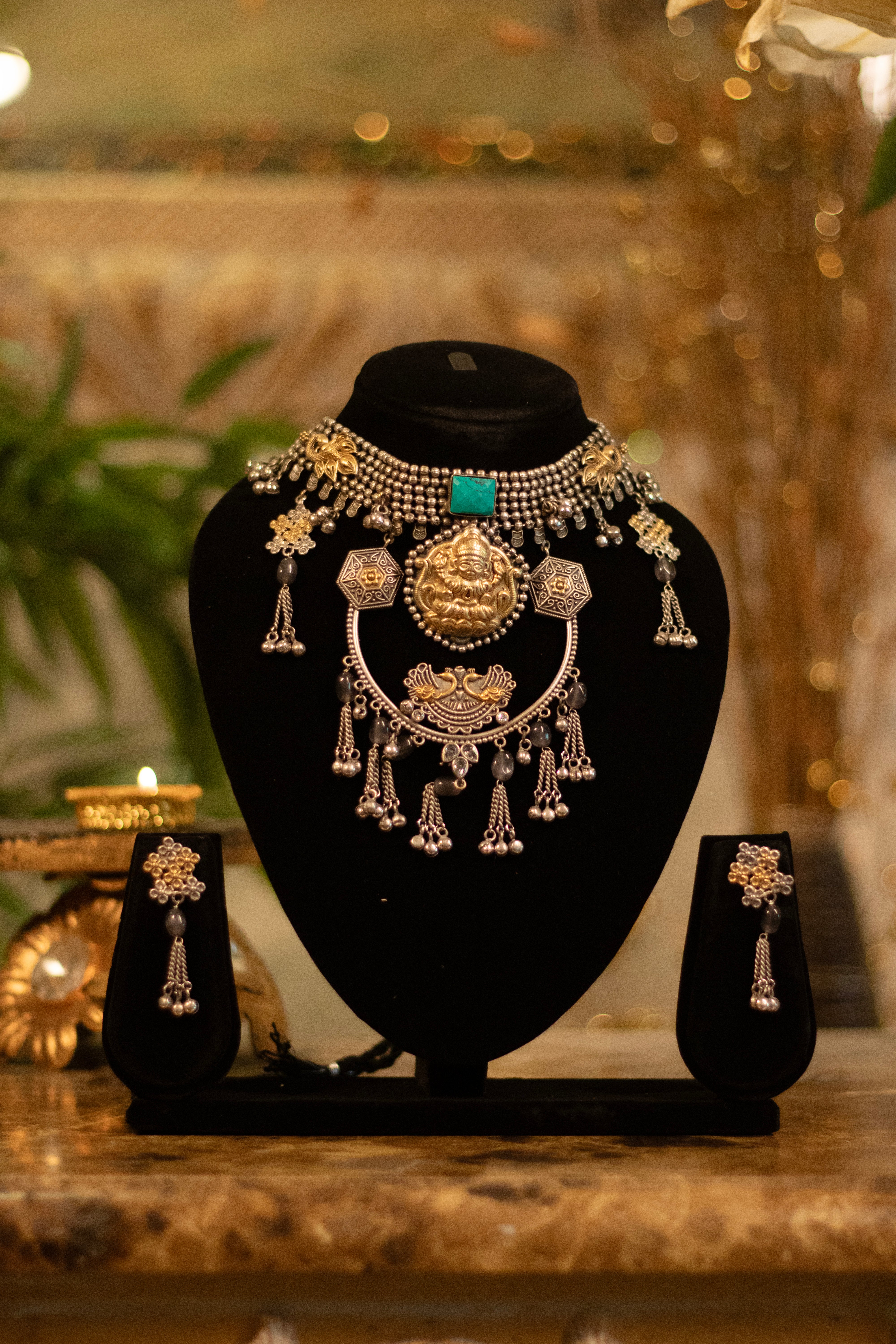 Lakshmi Peacock Antique Choker Set