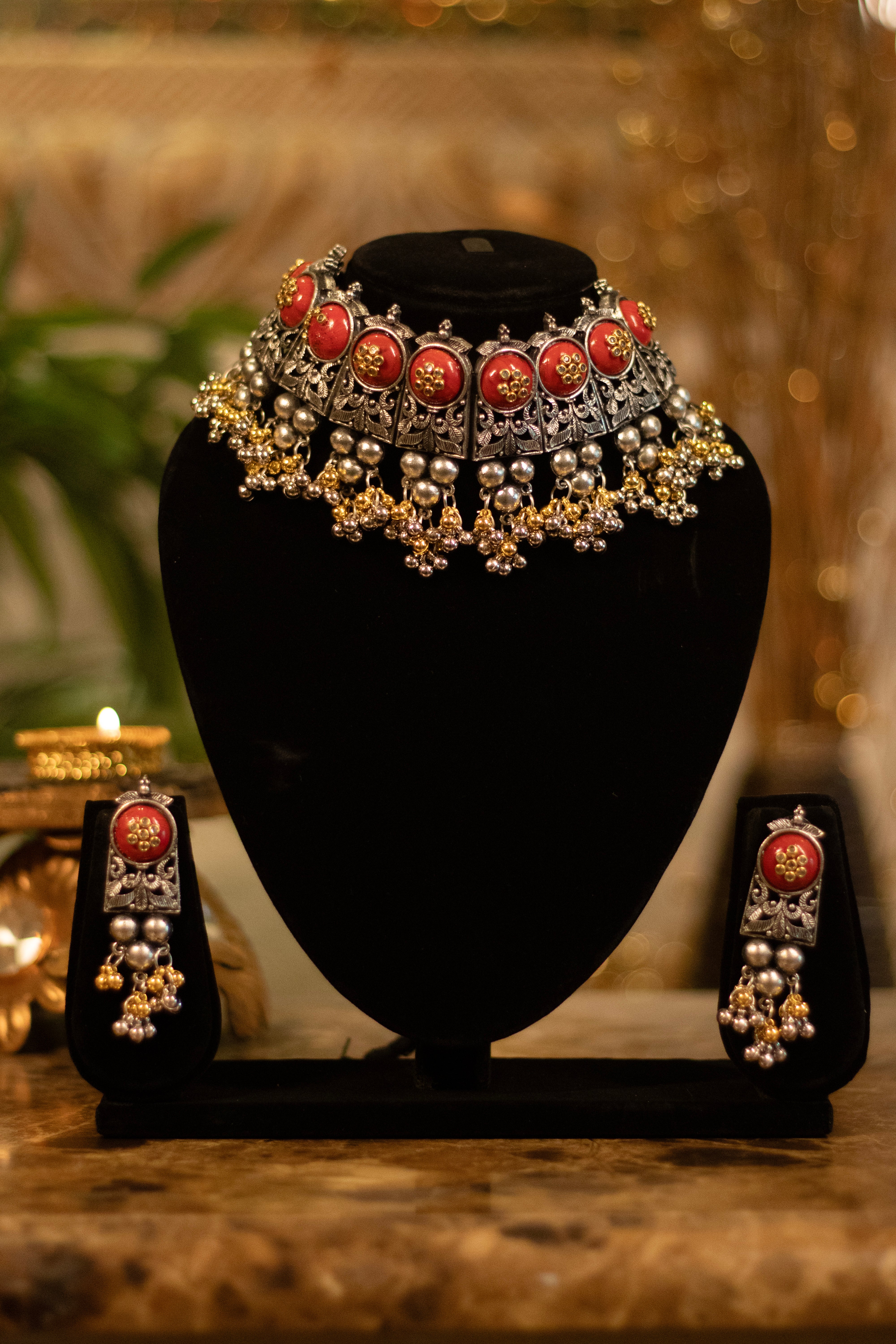 Ruby Royale Tribal Choker Set