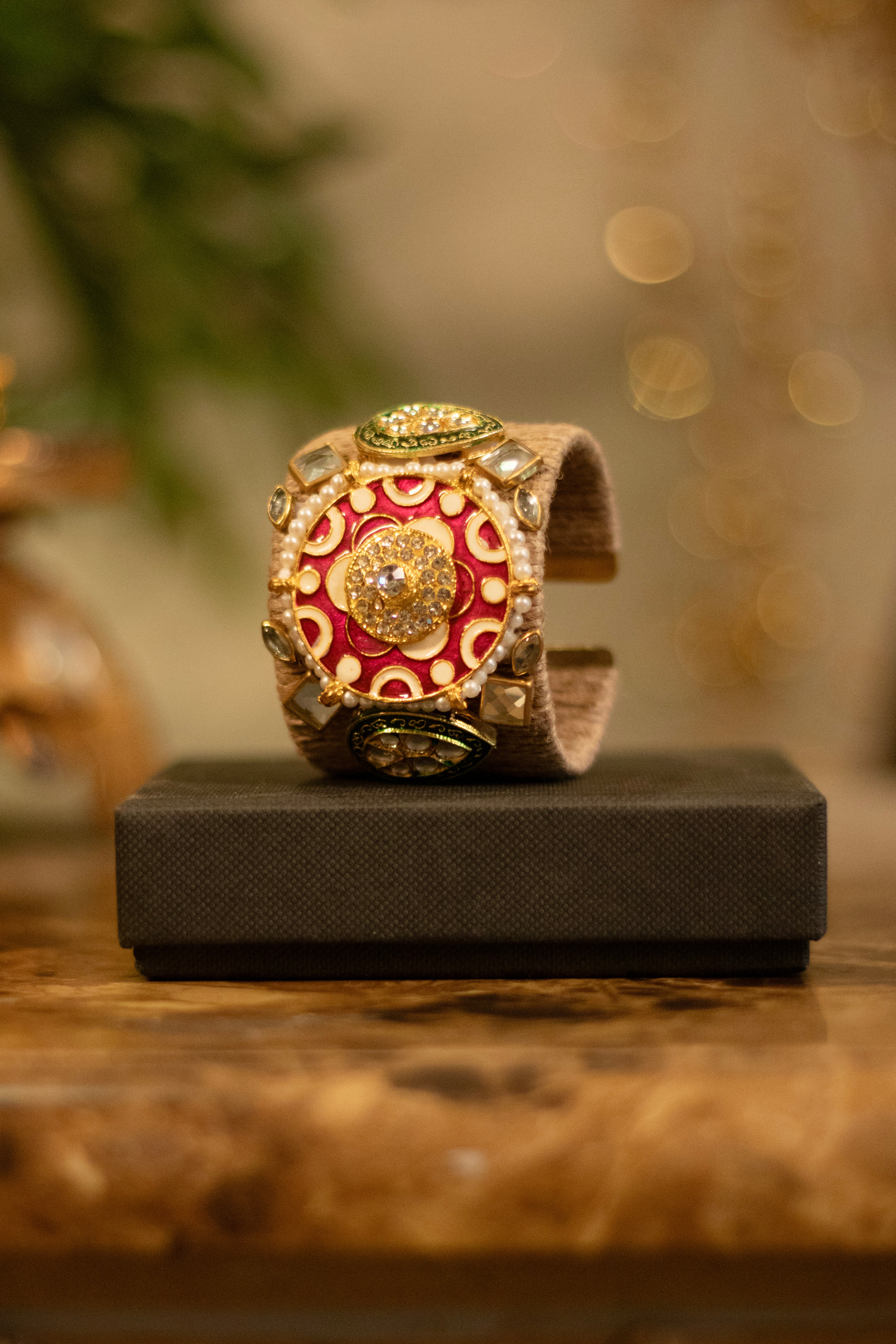 Regal Mirror Embellished Handcrafted Cuff Bracelet