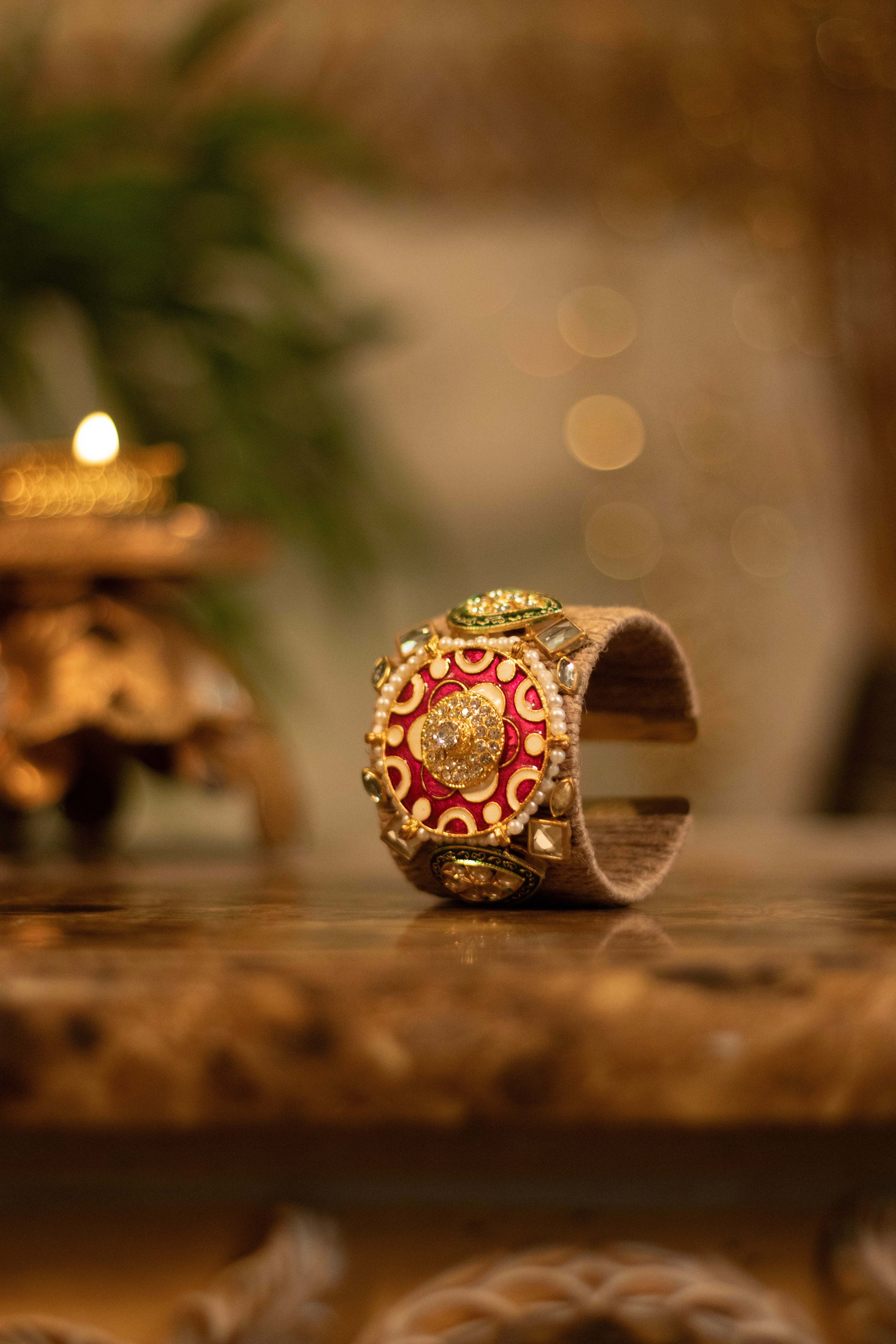 Regal Mirror Embellished Handcrafted Cuff Bracelet