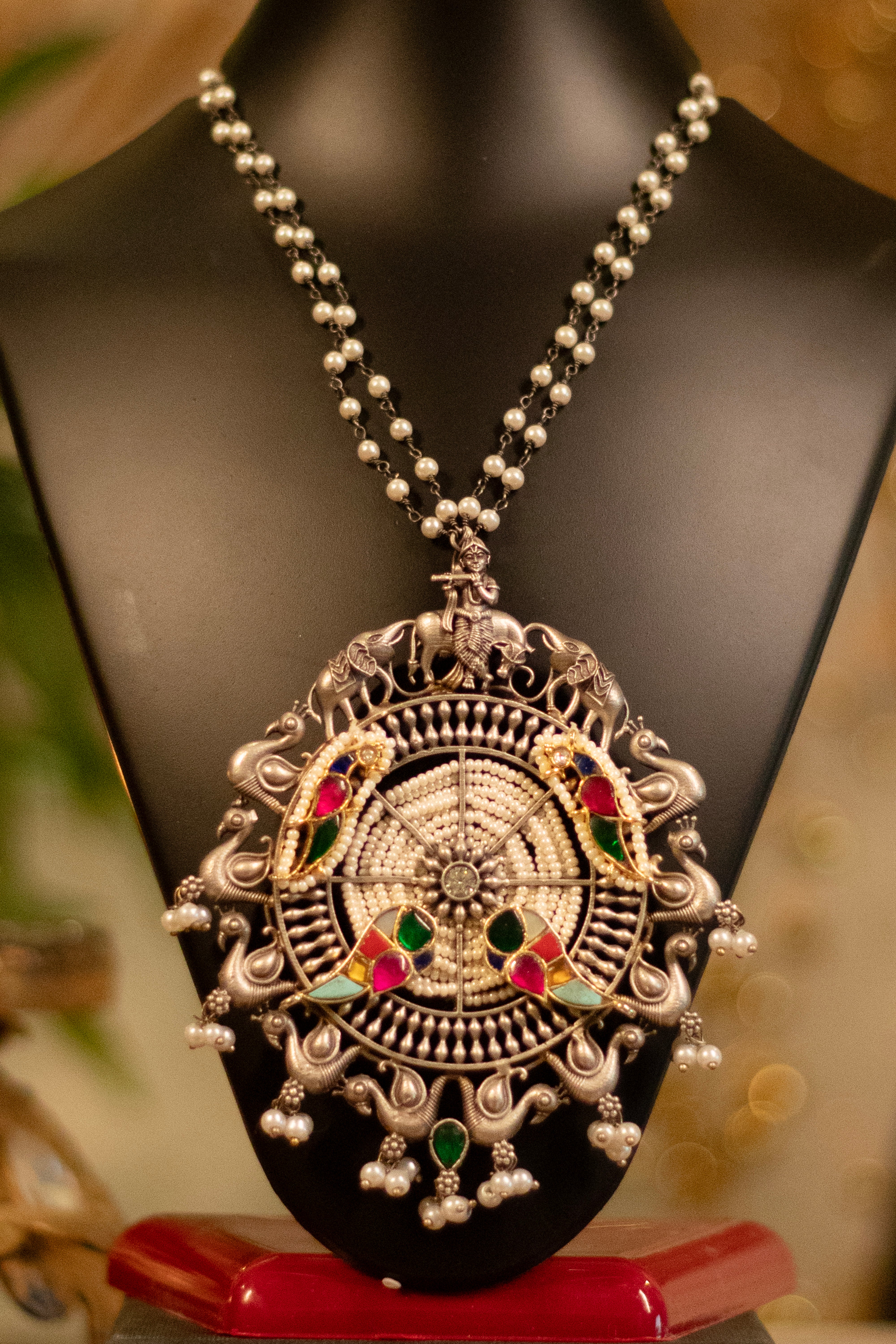 Royal Peacock Krishna Statement Necklace