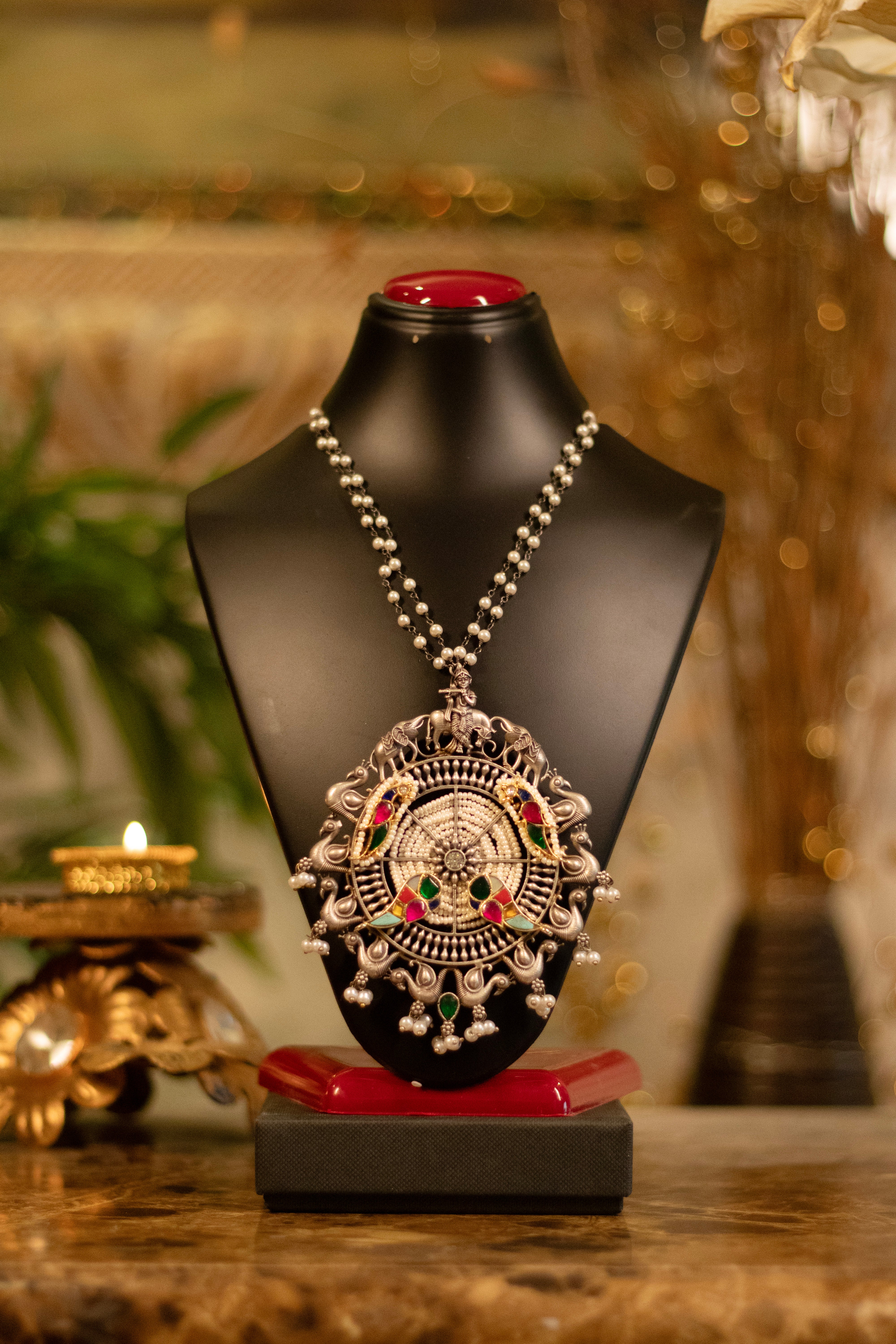 Royal Peacock Krishna Statement Necklace