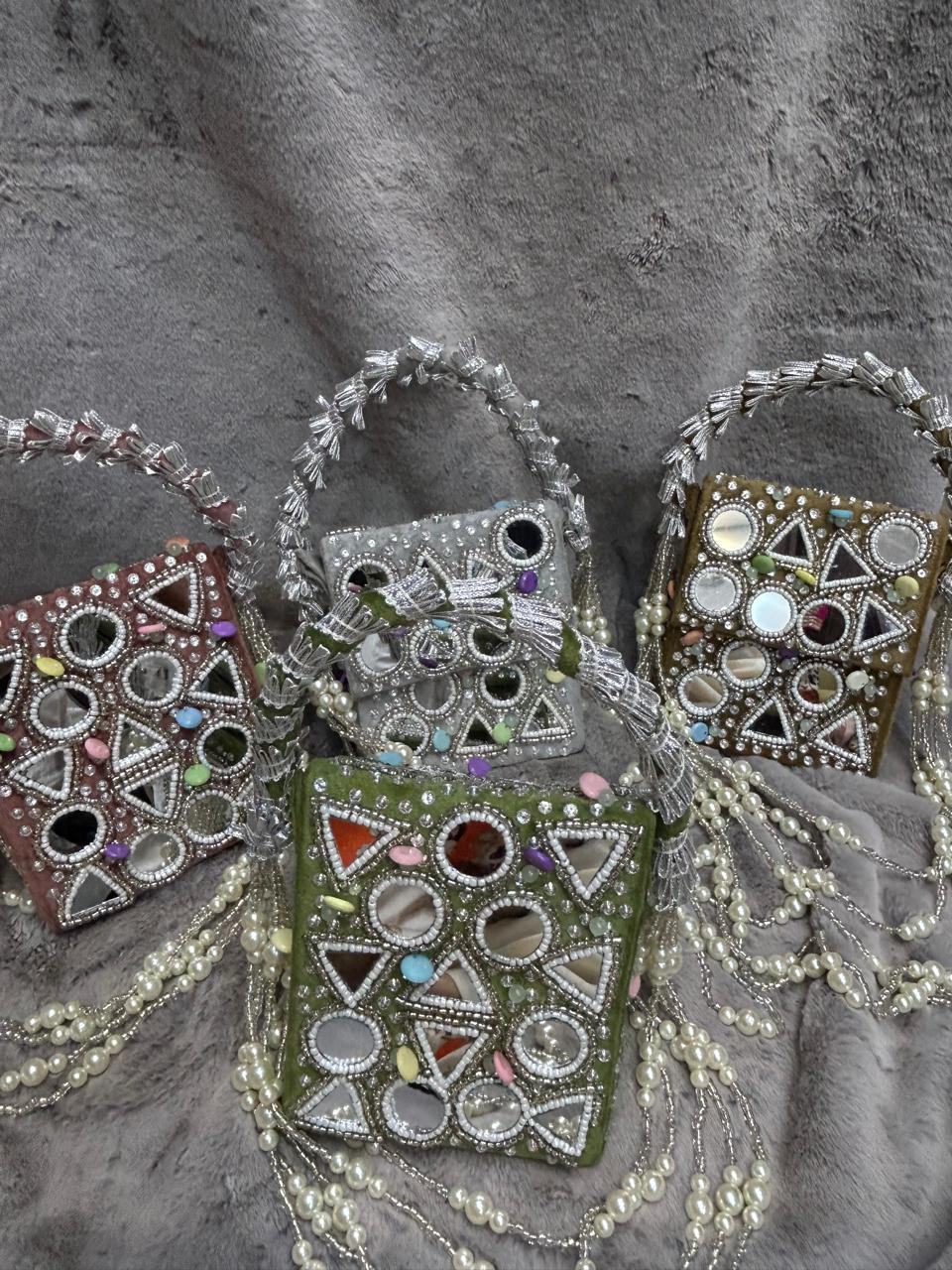 Multicolor Mirror Embellished Potli Bag
