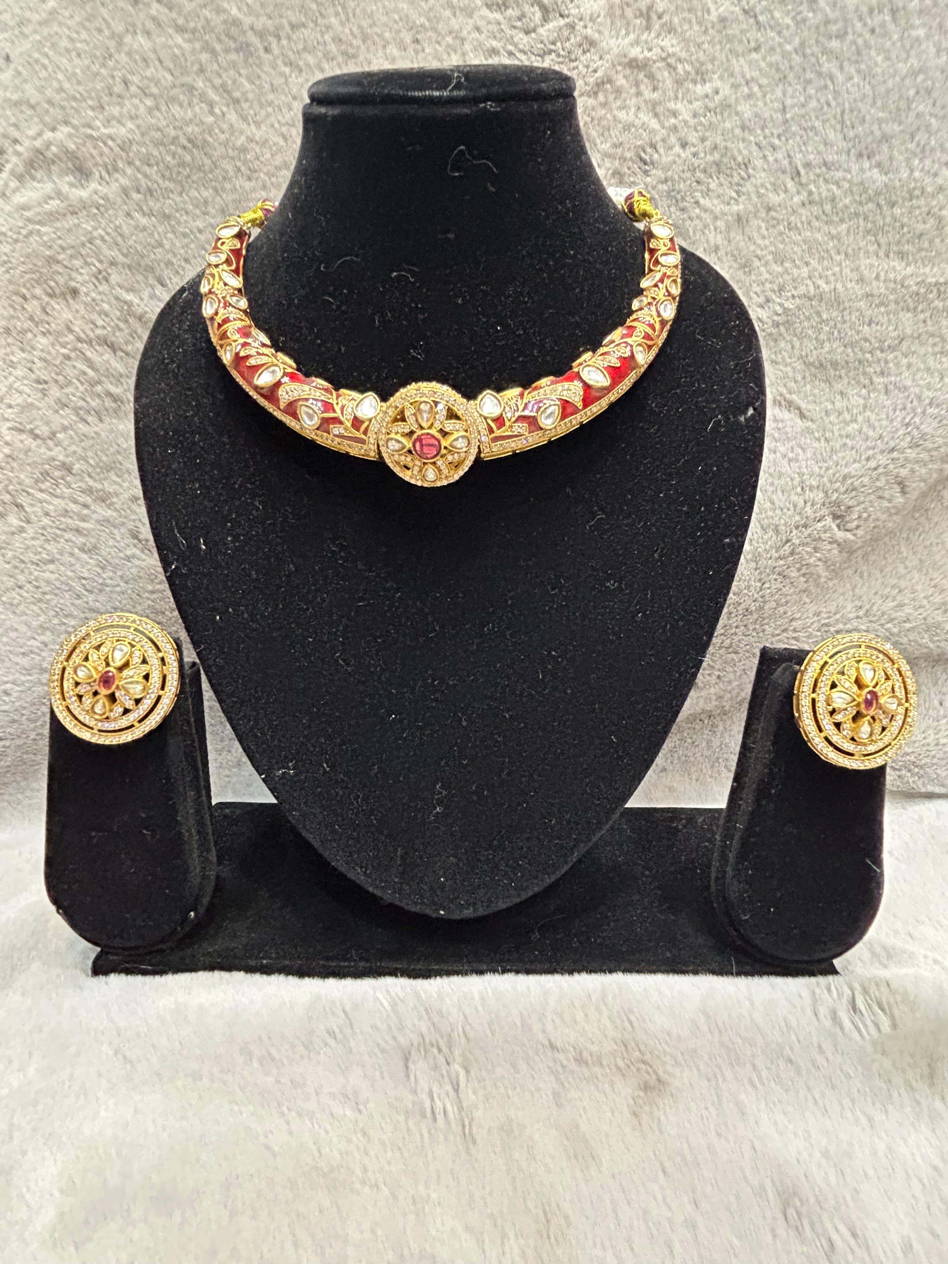 Royal Red Kundan Choker Set