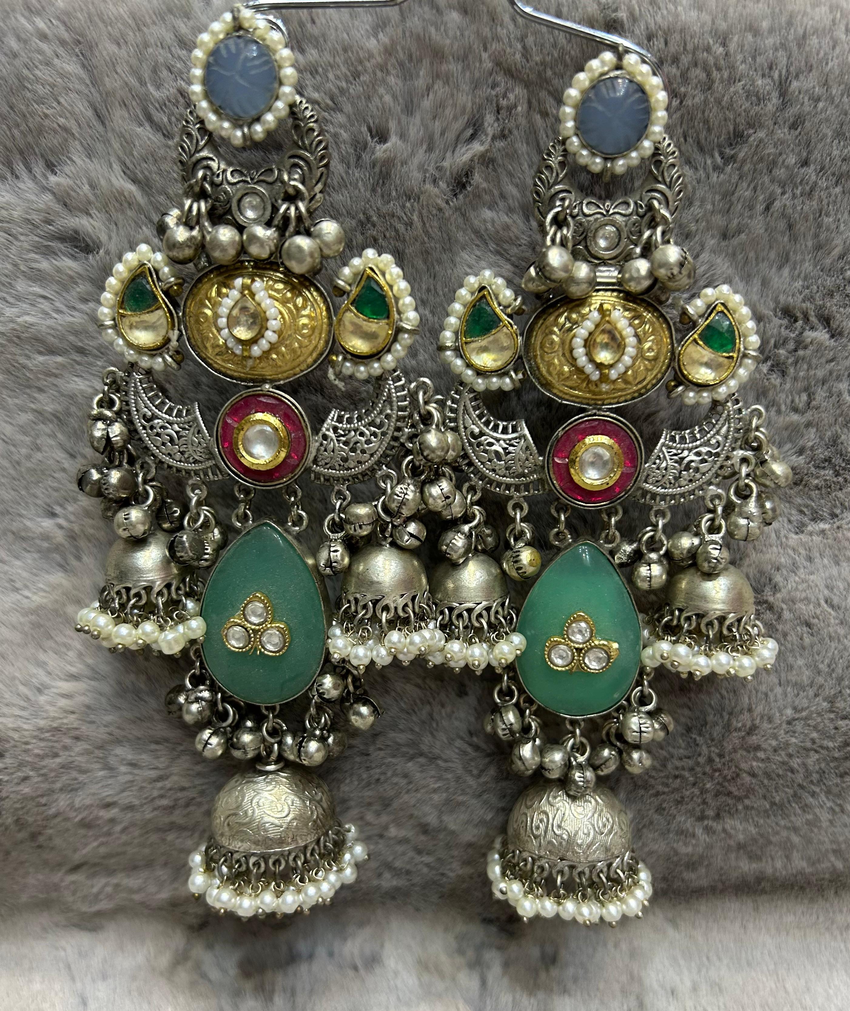 Regal Kundan Pearl Chandbali Earrings