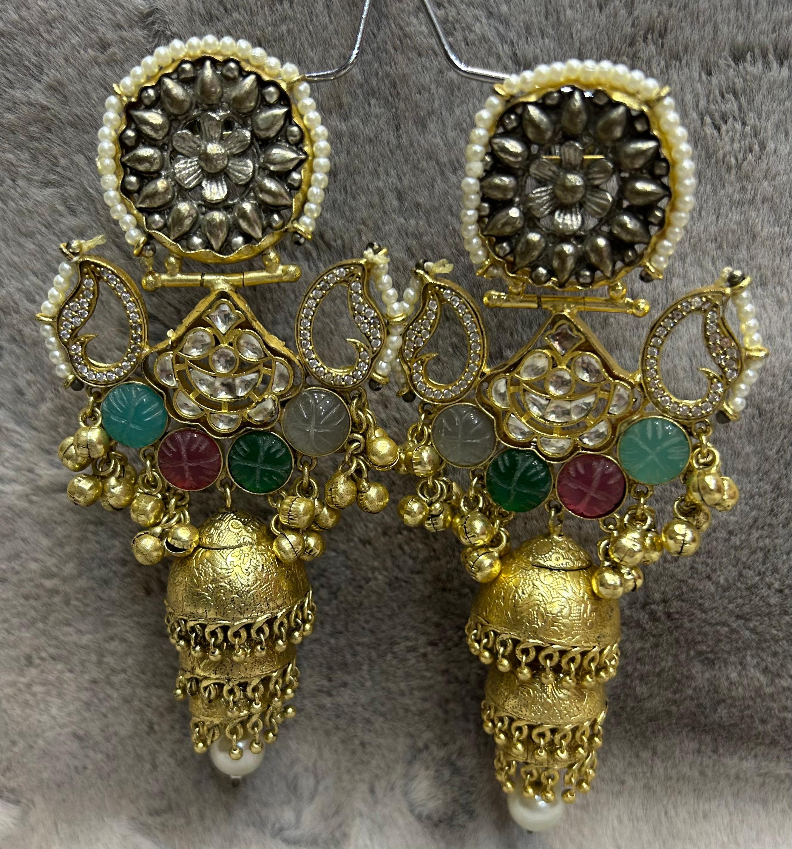 Royal Kundan Floral Jhumka Earrings